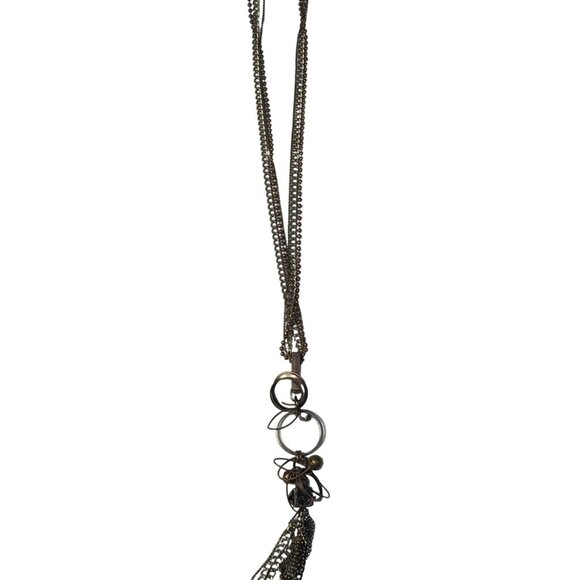 Boho Style Women’s Necklace Multi-Chain Tassel Pendant 21" Statement Jewelry - Picture 1 of 4